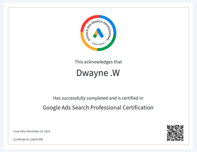 Google Ads Search Professional Certification